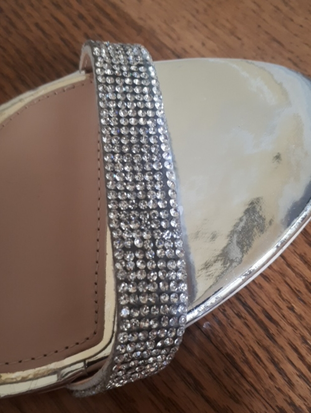 New ZARA Clear-Strap Silver Heeled Sandals with Crystal Band - Picture 4 of 5